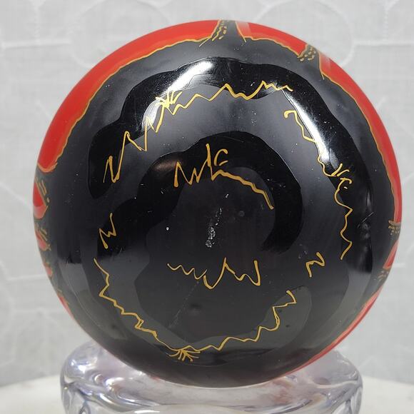 Vtg Poland Halloween Tree Ornament Orange Black Hand Painted Moon Trees Signed - Picture 11 of 16